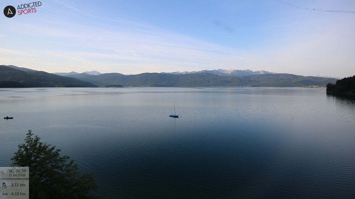 Archiv Foto Webcam Hotel Karwendelblick: Ausblick zum Walchensee