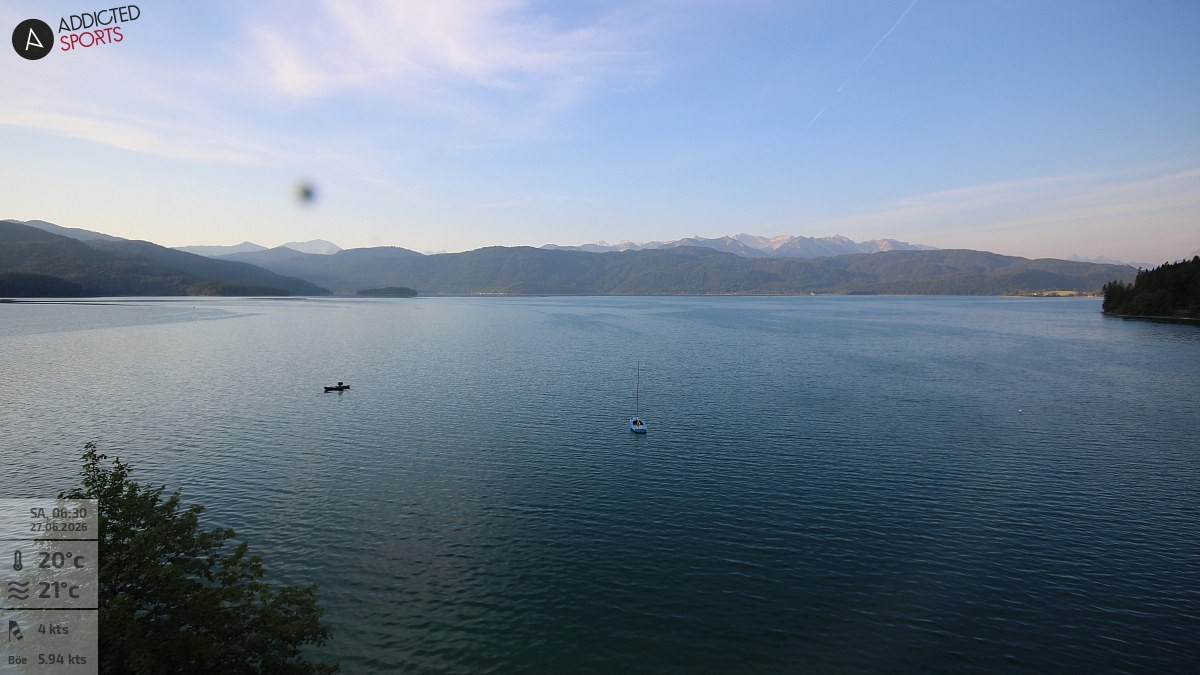 Archiv Foto Webcam Hotel Karwendelblick: Ausblick zum Walchensee