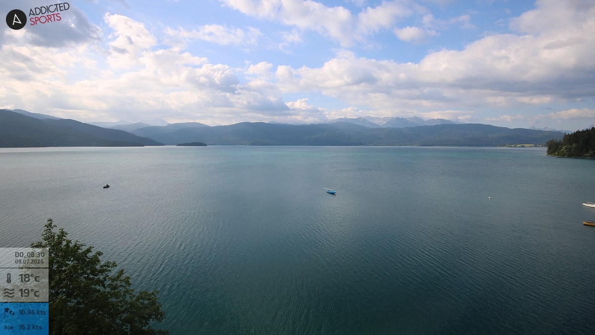Archiv Foto Webcam Hotel Karwendelblick: Ausblick zum Walchensee