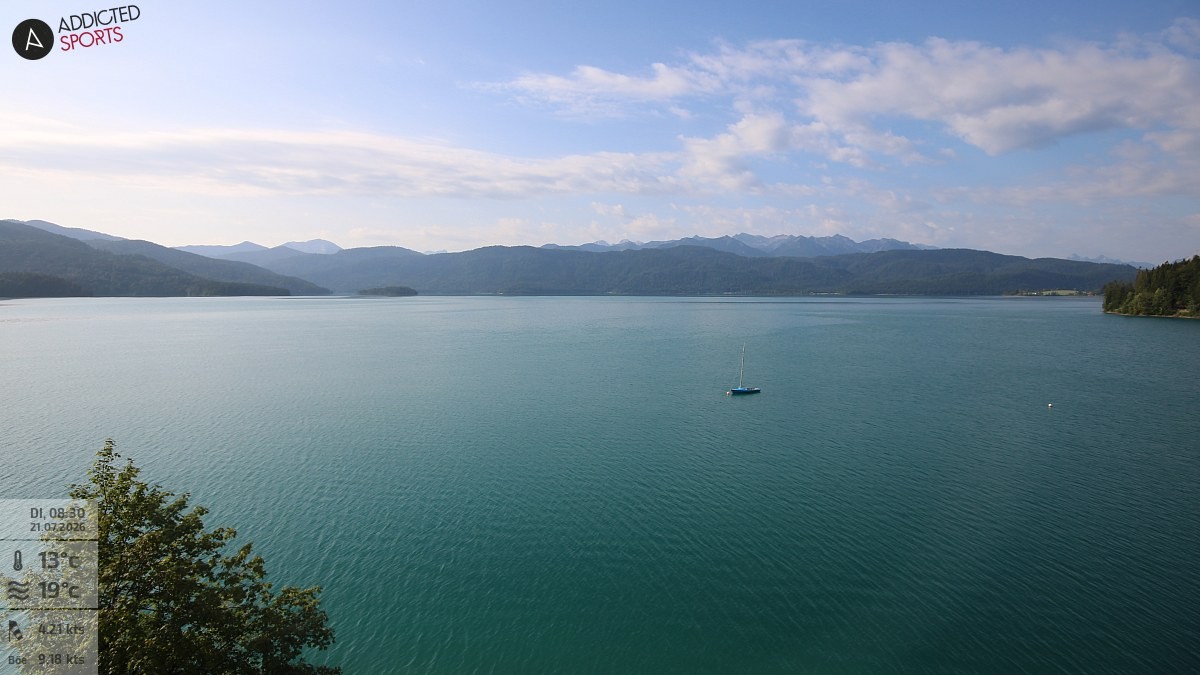 Archiv Foto Webcam Hotel Karwendelblick: Ausblick zum Walchensee