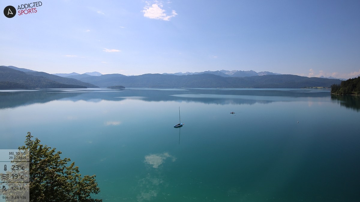 Archiv Foto Webcam Hotel Karwendelblick: Ausblick zum Walchensee