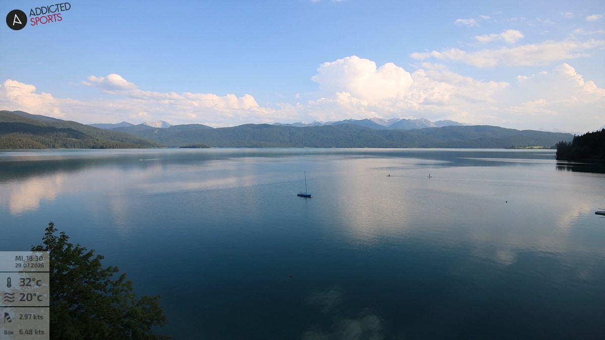 Archiv Foto Webcam Hotel Karwendelblick: Ausblick zum Walchensee