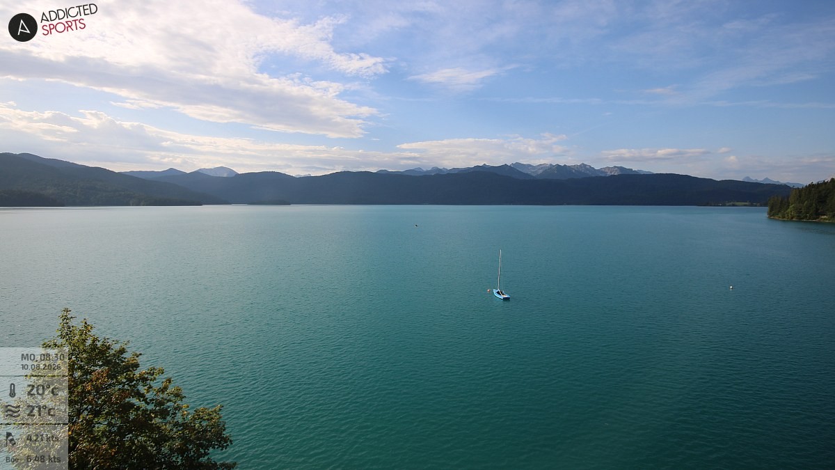 Archiv Foto Webcam Hotel Karwendelblick: Ausblick zum Walchensee
