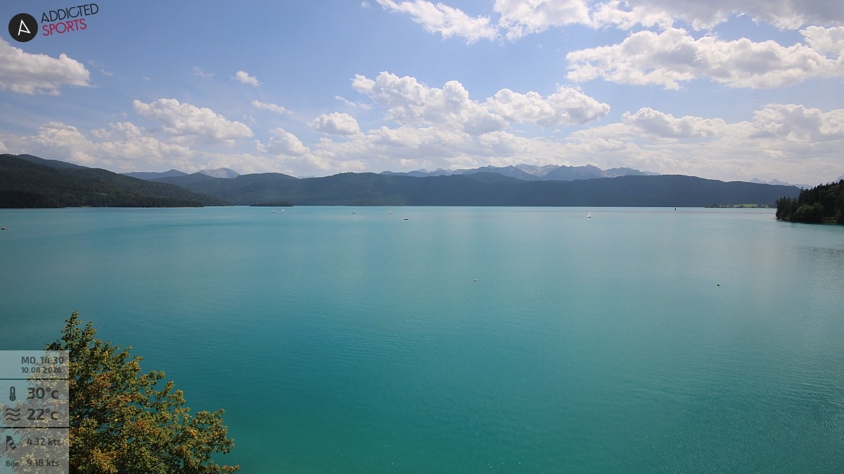 Archiv Foto Webcam Hotel Karwendelblick: Ausblick zum Walchensee