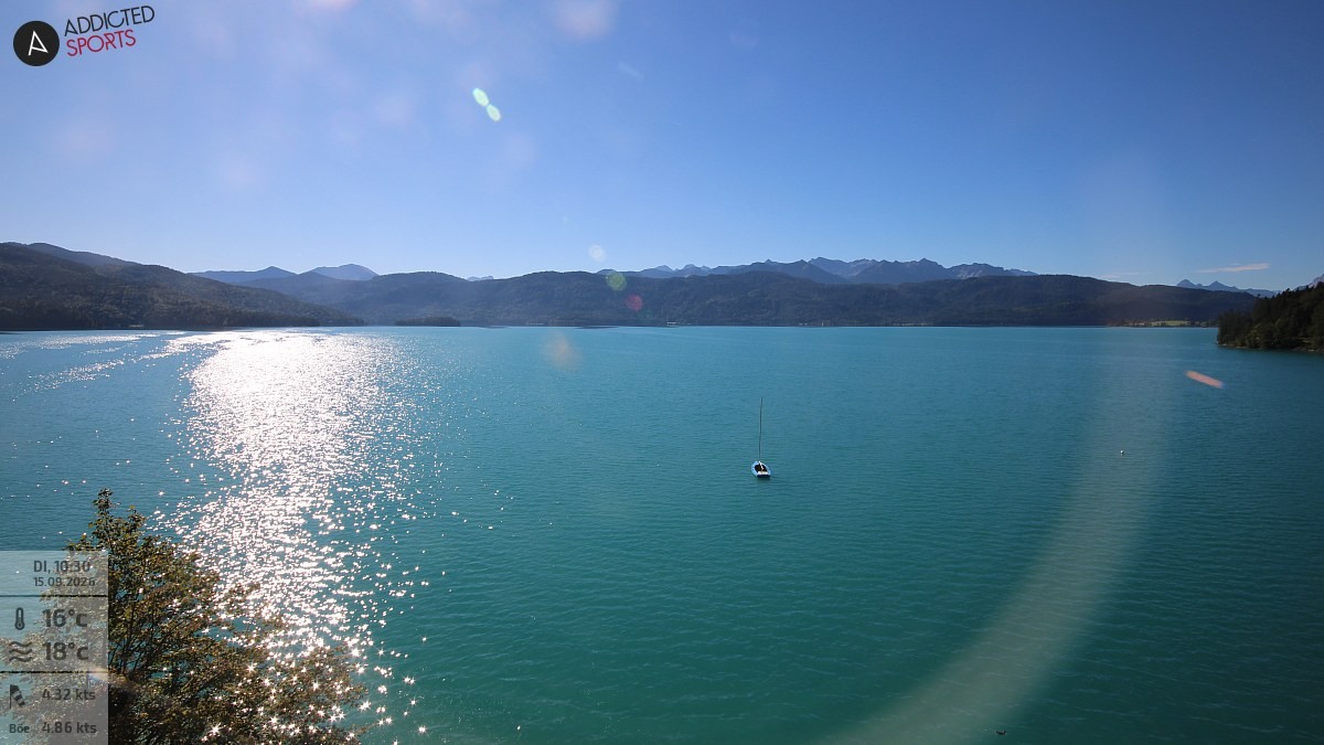 Archiv Foto Webcam Hotel Karwendelblick: Ausblick zum Walchensee