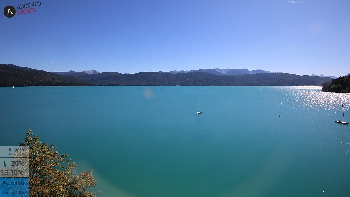 Archiv Foto Webcam Hotel Karwendelblick: Ausblick zum Walchensee