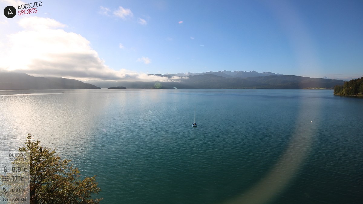 Archiv Foto Webcam Hotel Karwendelblick: Ausblick zum Walchensee