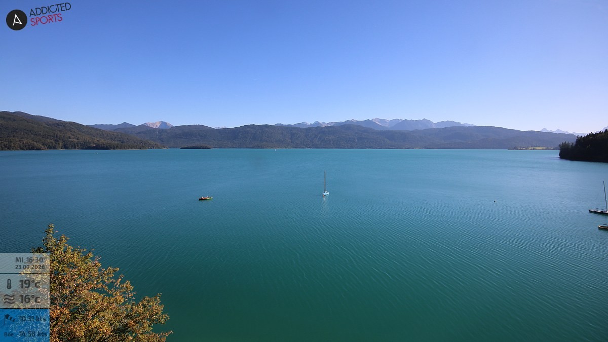 Archiv Foto Webcam Hotel Karwendelblick: Ausblick zum Walchensee