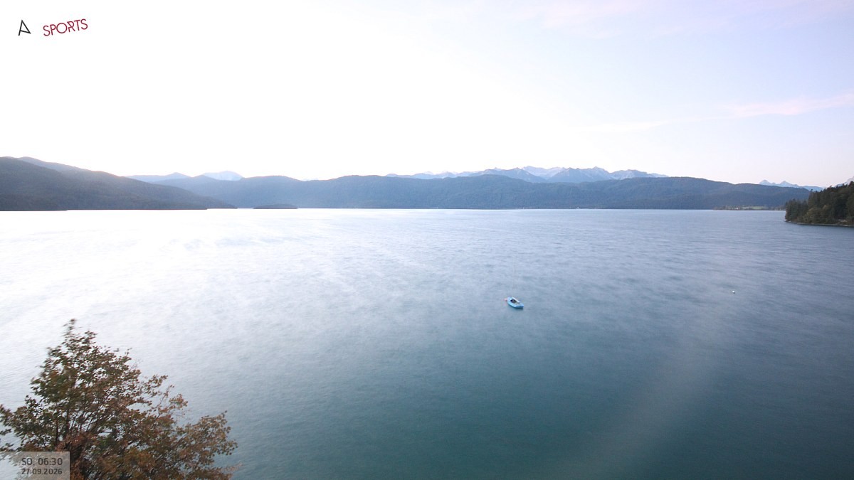 Archiv Foto Webcam Hotel Karwendelblick: Ausblick zum Walchensee