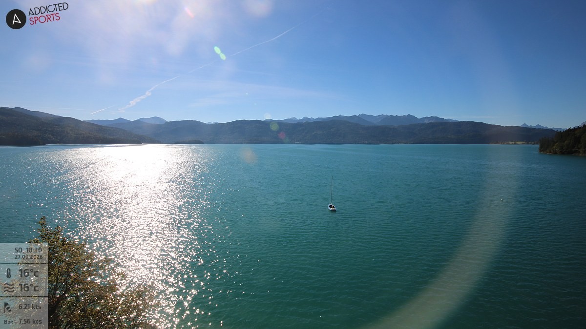 Archiv Foto Webcam Hotel Karwendelblick: Ausblick zum Walchensee