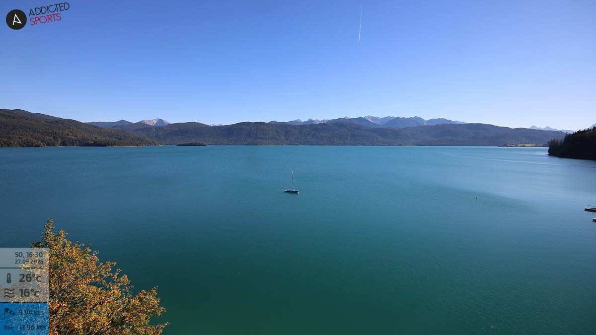 Archiv Foto Webcam Hotel Karwendelblick: Ausblick zum Walchensee
