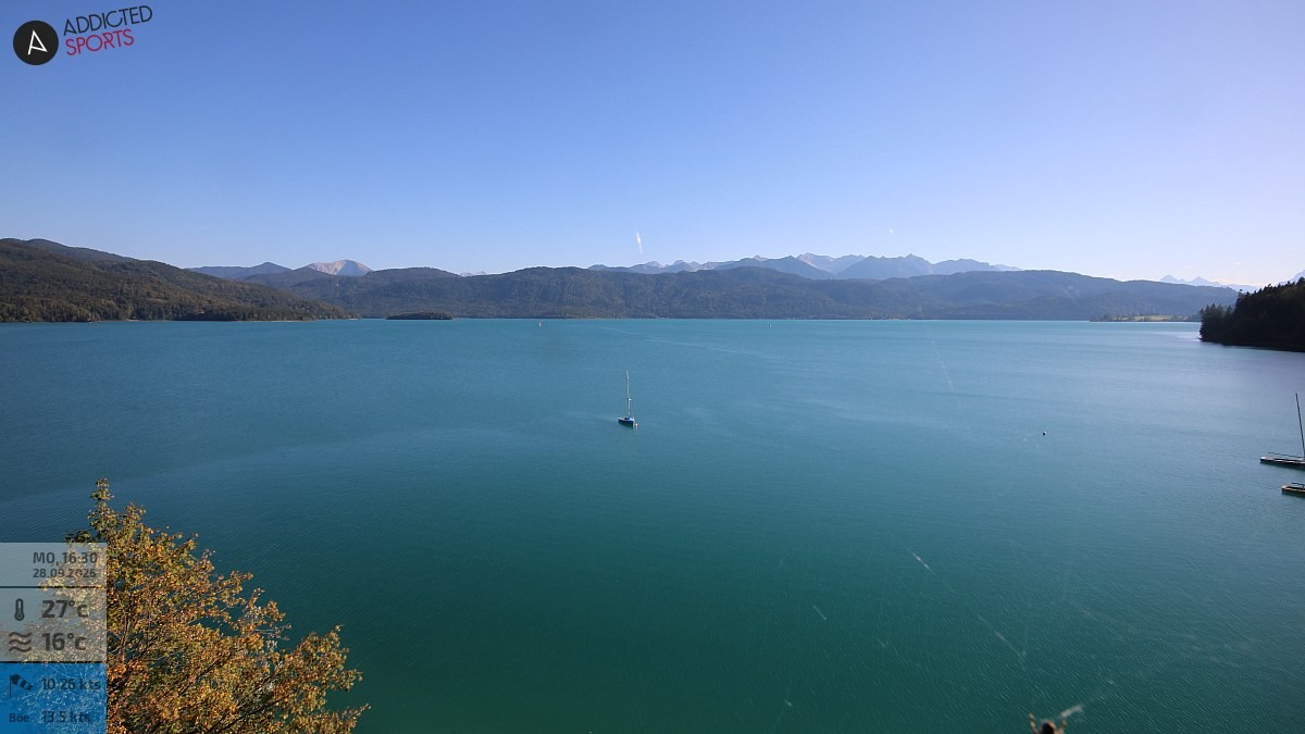 Archiv Foto Webcam Hotel Karwendelblick: Ausblick zum Walchensee