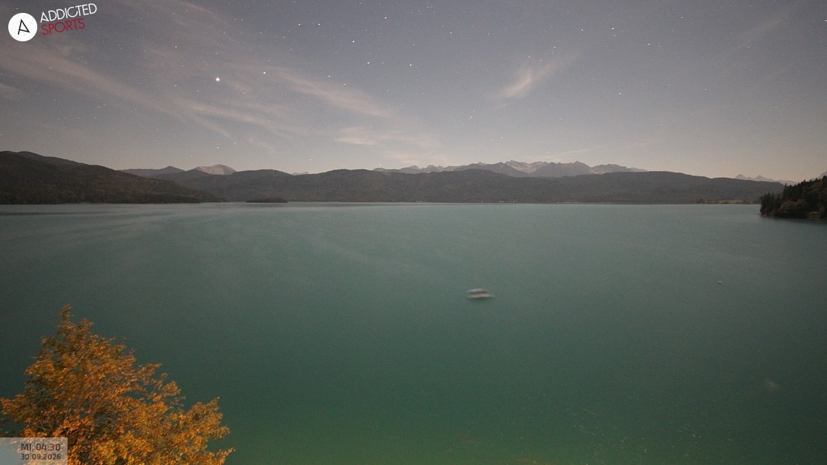 Archiv Foto Webcam Hotel Karwendelblick: Ausblick zum Walchensee