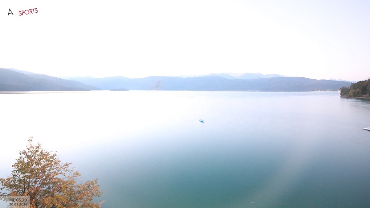 Archiv Foto Webcam Hotel Karwendelblick: Ausblick zum Walchensee
