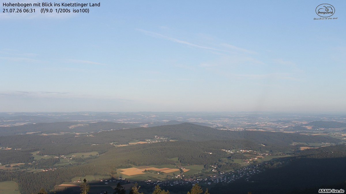 Archiv Foto Webcam Blick Hohenbogen ins Kötztinger Land