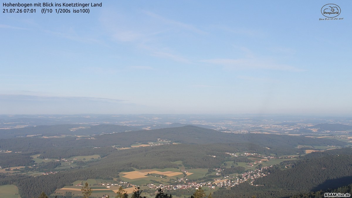 Archiv Foto Webcam Blick Hohenbogen ins Kötztinger Land