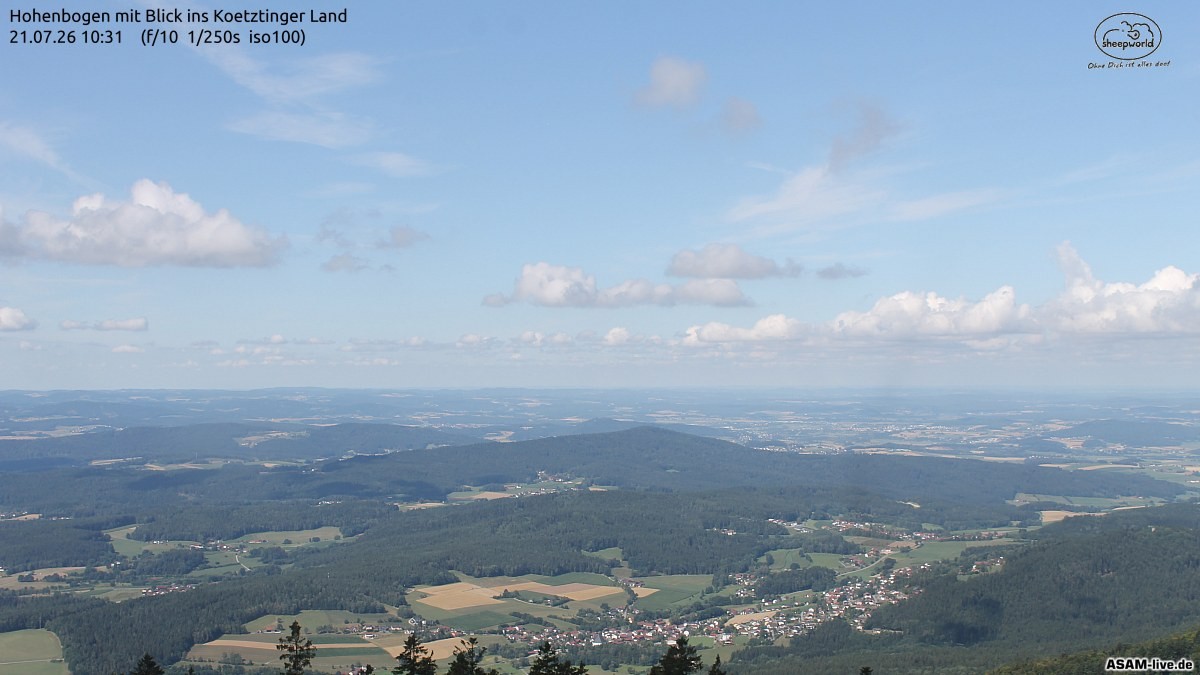 Archiv Foto Webcam Blick Hohenbogen ins Kötztinger Land