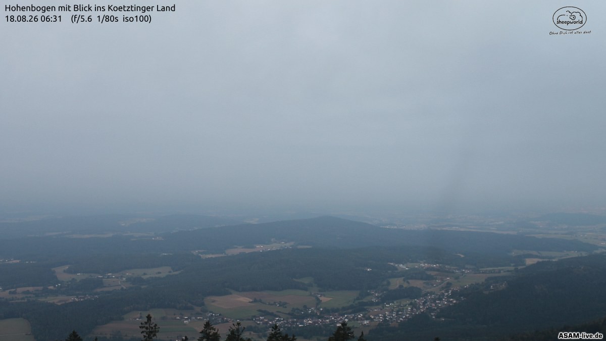 Archiv Foto Webcam Blick Hohenbogen ins Kötztinger Land