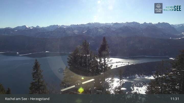 Archiv Foto Webcam Herzogstand: Blick auf den Kochelsee