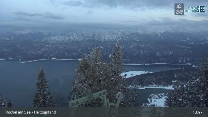 Archiv Foto Webcam Herzogstand: Blick auf den Kochelsee