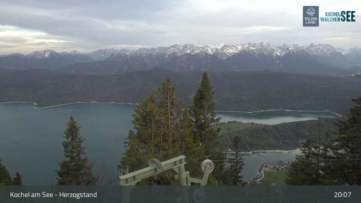 Archiv Foto Webcam Herzogstand: Blick auf den Kochelsee
