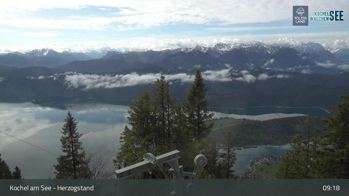 Archiv Foto Webcam Herzogstand: Blick auf den Kochelsee