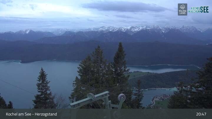 Archiv Foto Webcam Herzogstand: Blick auf den Kochelsee