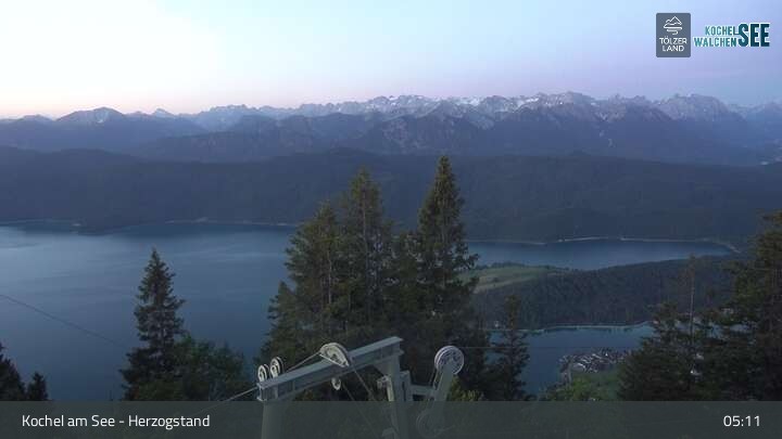 Archiv Foto Webcam Herzogstand: Blick auf den Kochelsee