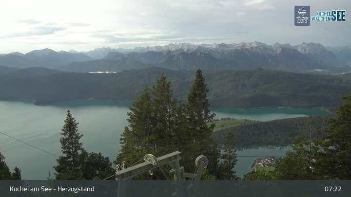 Archiv Foto Webcam Herzogstand: Blick auf den Kochelsee