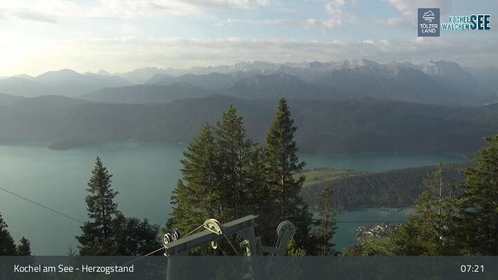 Archiv Foto Webcam Herzogstand: Blick auf den Kochelsee