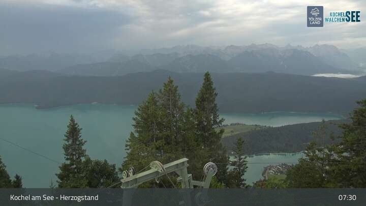 Archiv Foto Webcam Herzogstand: Blick auf den Kochelsee