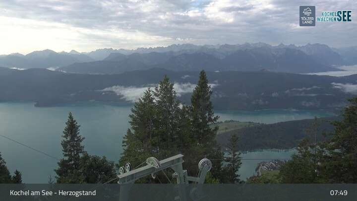 Archiv Foto Webcam Herzogstand: Blick auf den Kochelsee
