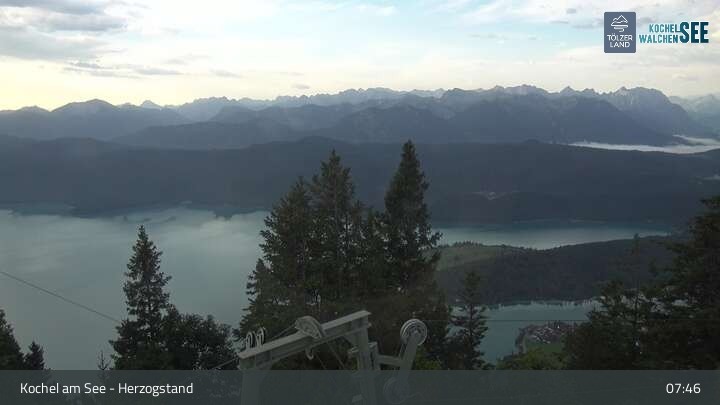 Archiv Foto Webcam Herzogstand: Blick auf den Kochelsee