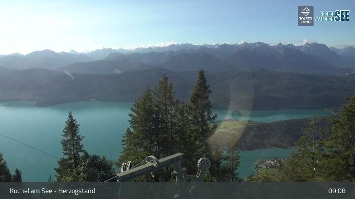 Archiv Foto Webcam Herzogstand: Blick auf den Kochelsee