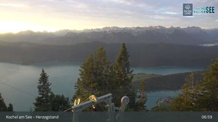 Archiv Foto Webcam Herzogstand: Blick auf den Kochelsee