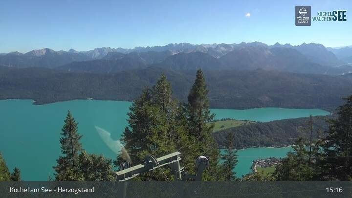 Archiv Foto Webcam Herzogstand: Blick auf den Kochelsee