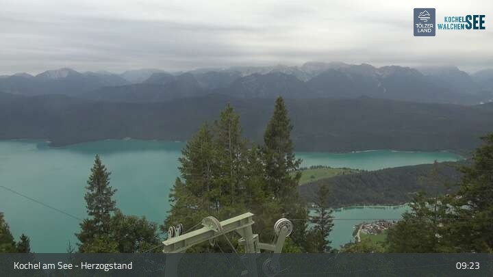 Archiv Foto Webcam Herzogstand: Blick auf den Kochelsee