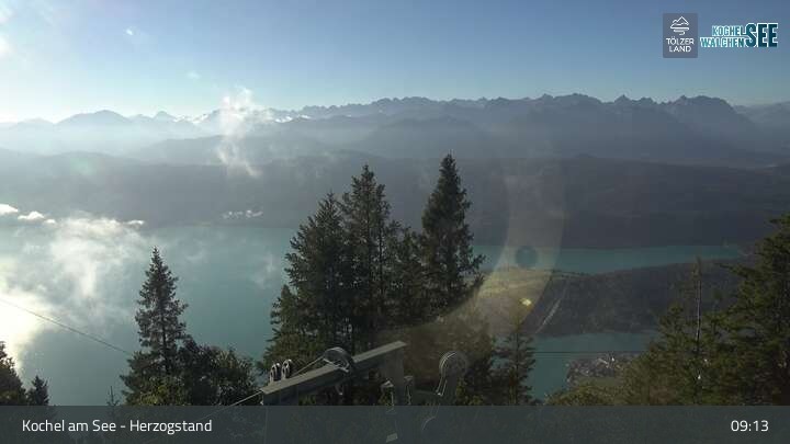 Archiv Foto Webcam Herzogstand: Blick auf den Kochelsee