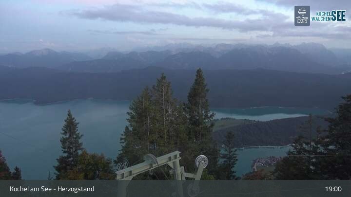 Archiv Foto Webcam Herzogstand: Blick auf den Kochelsee