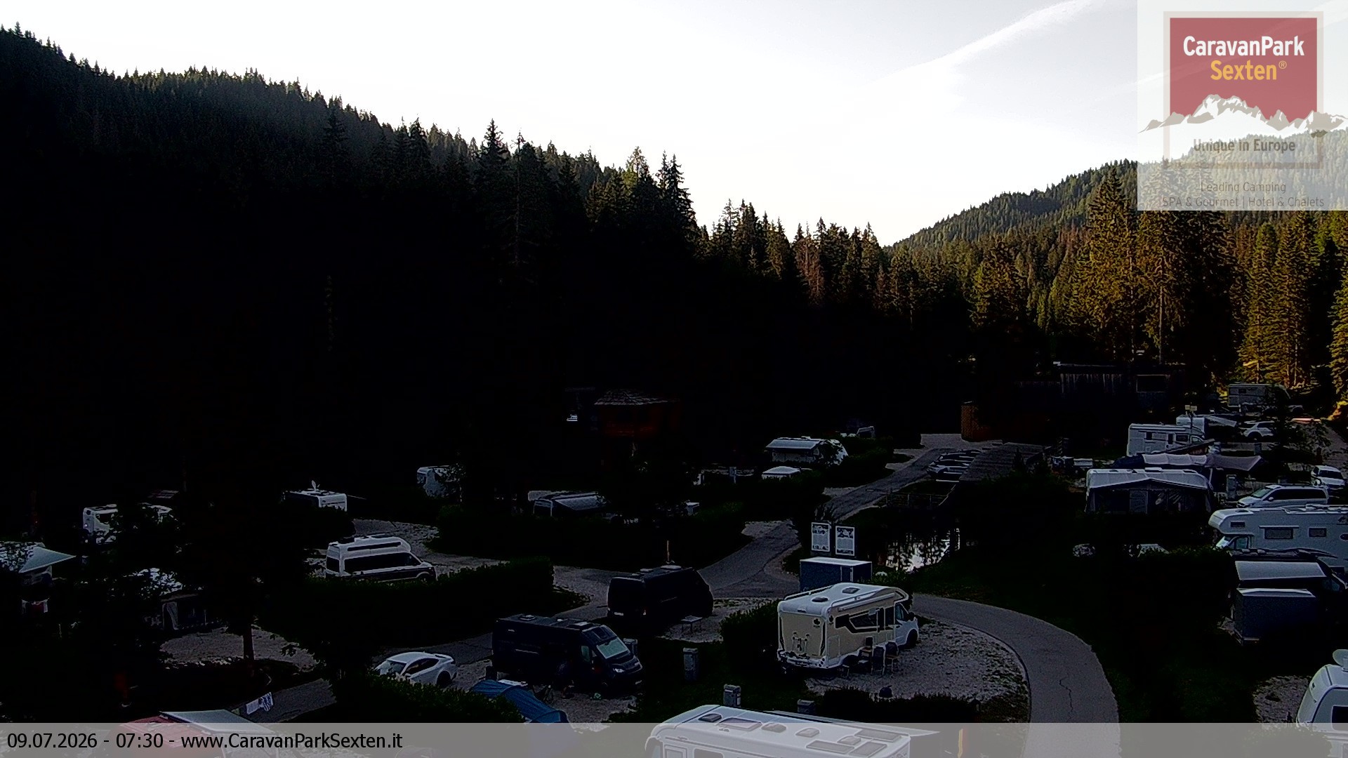 Archiv Foto Webcam Caravanpark in Sexten - Moos