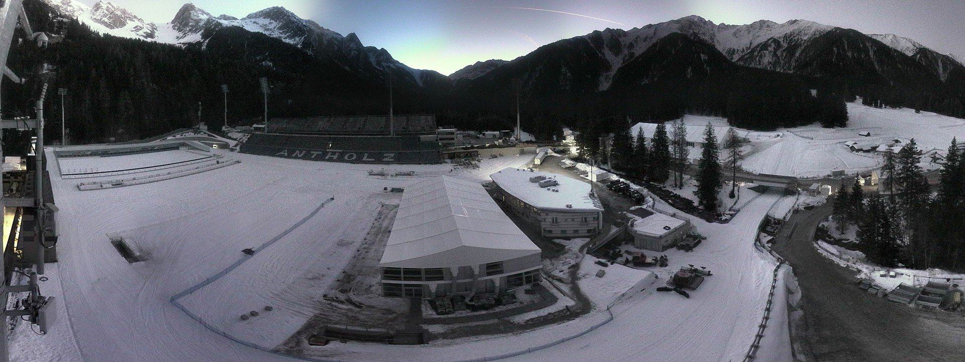 Archived image Webcam Antholz: biathlon stadium