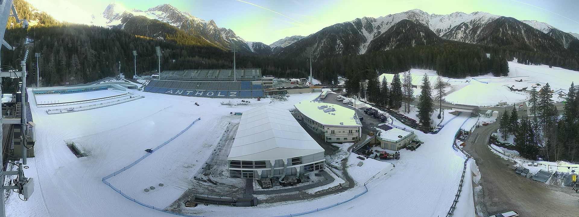 Archived image Webcam Antholz: biathlon stadium