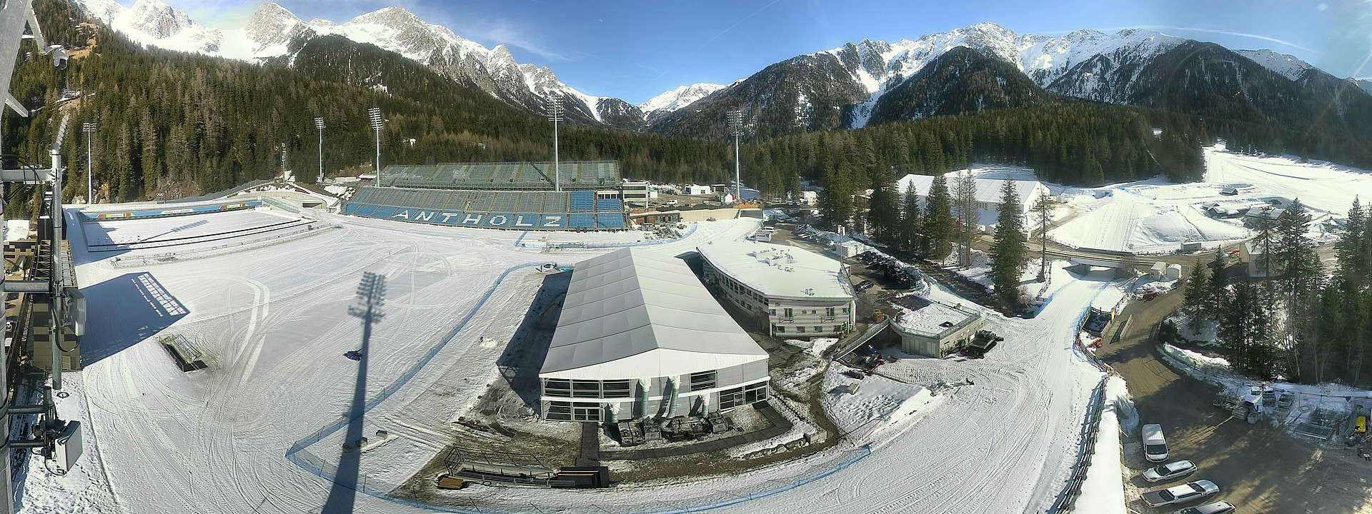 Archived image Webcam Antholz: biathlon stadium