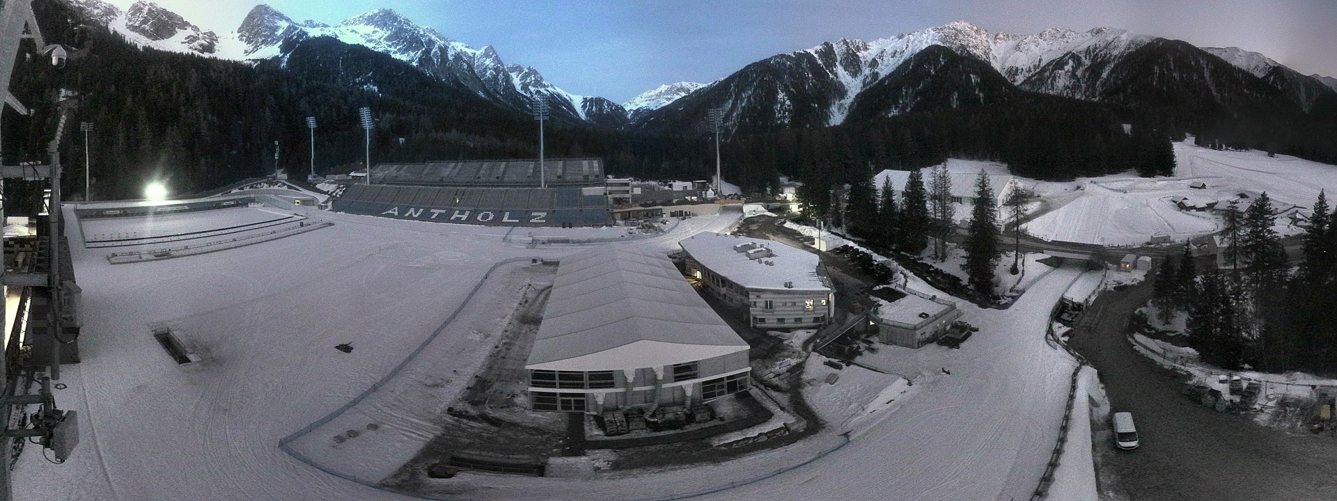 Archived image Webcam Antholz: biathlon stadium