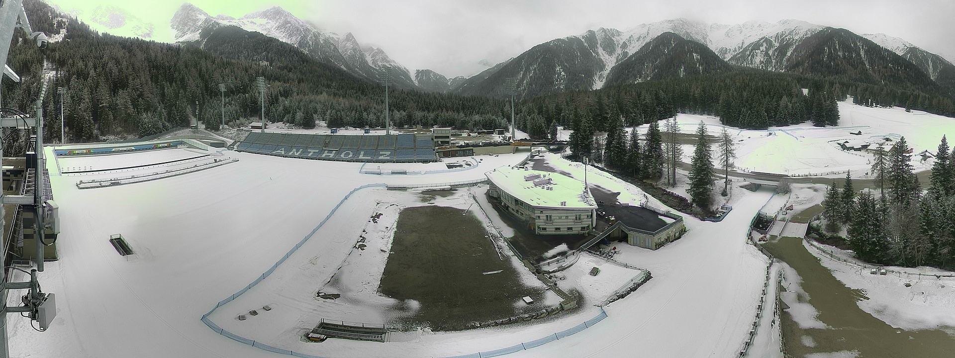 Archived image Webcam Antholz: biathlon stadium