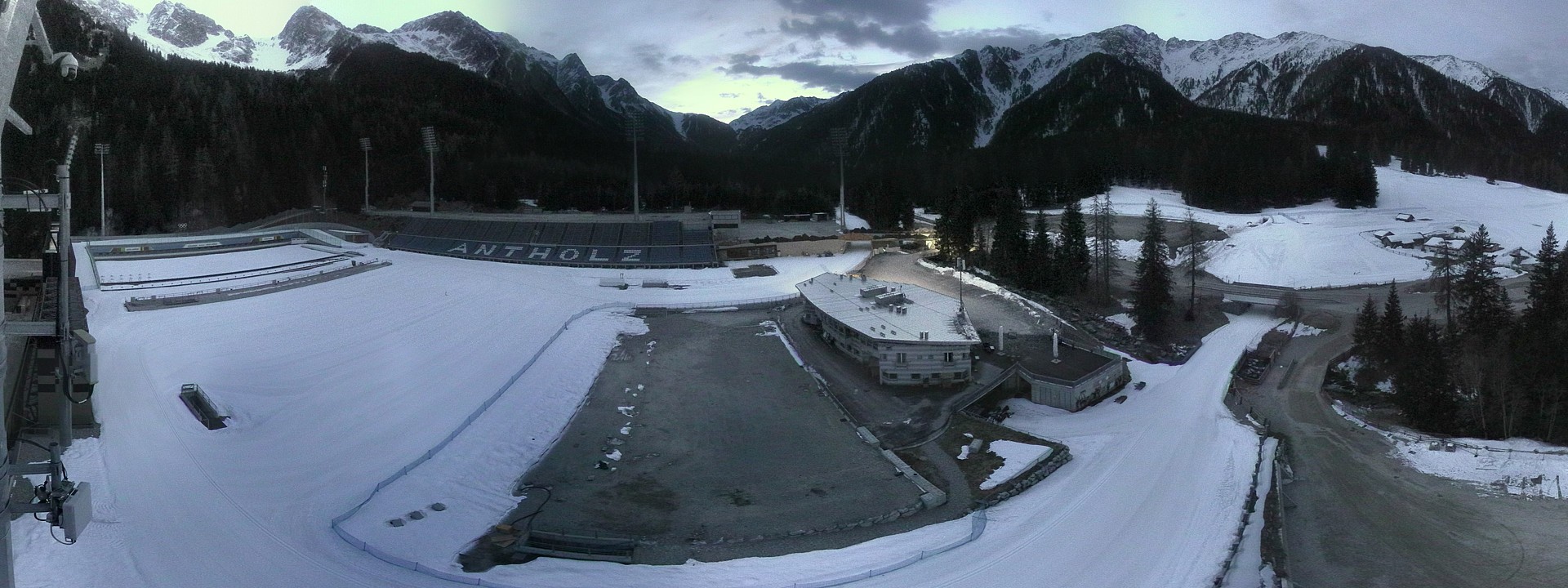 Archived image Webcam Antholz: biathlon stadium