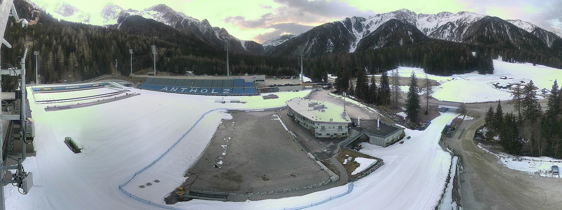Archived image Webcam Antholz: biathlon stadium