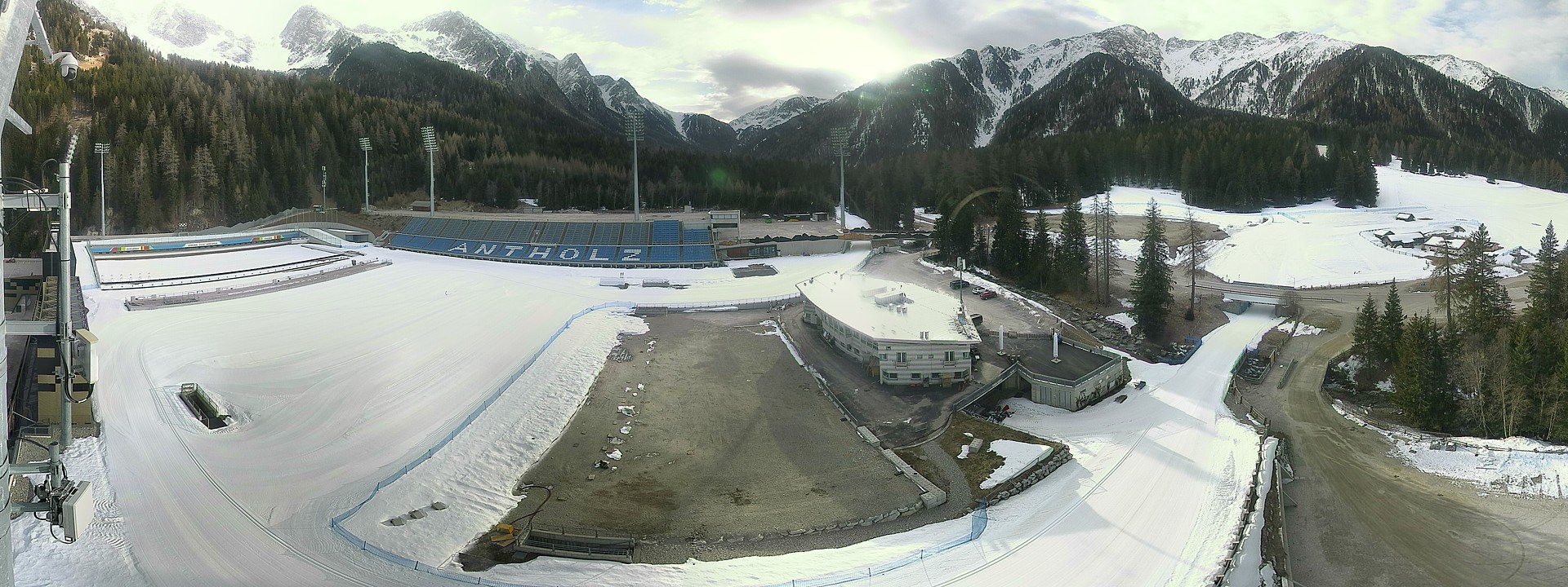 Archived image Webcam Antholz: biathlon stadium