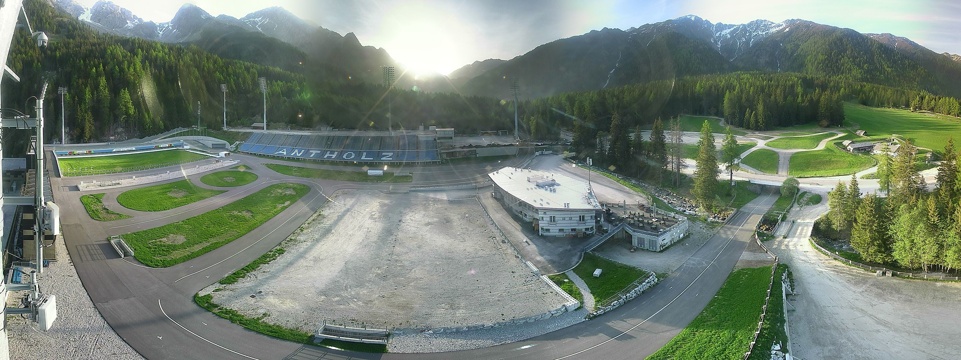 Archived image Webcam Antholz: biathlon stadium