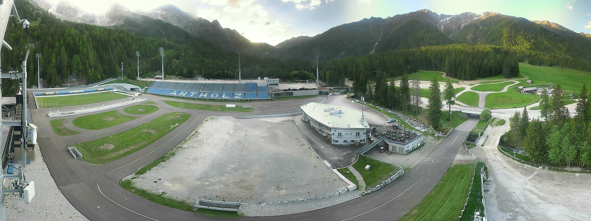 Archived image Webcam Antholz: biathlon stadium